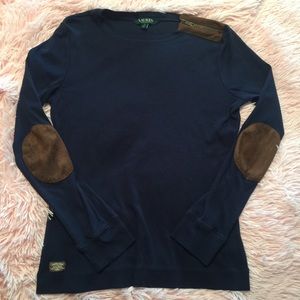 Ralph Lauren Navy Blue and Suede Top